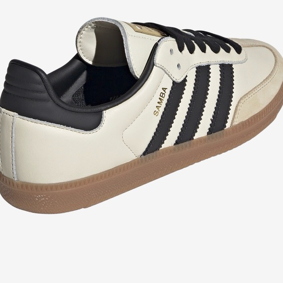 Adidas Samba in Cream and Black with Tan Sole - Picture 2 of 4